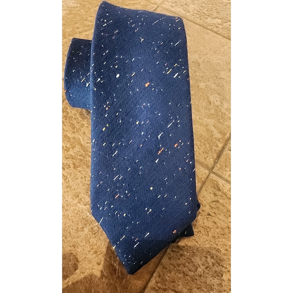 NWT $150 Paul Smith Navy Multi Color  Wool Silk Textured Tie Made In Italy 🇮🇹